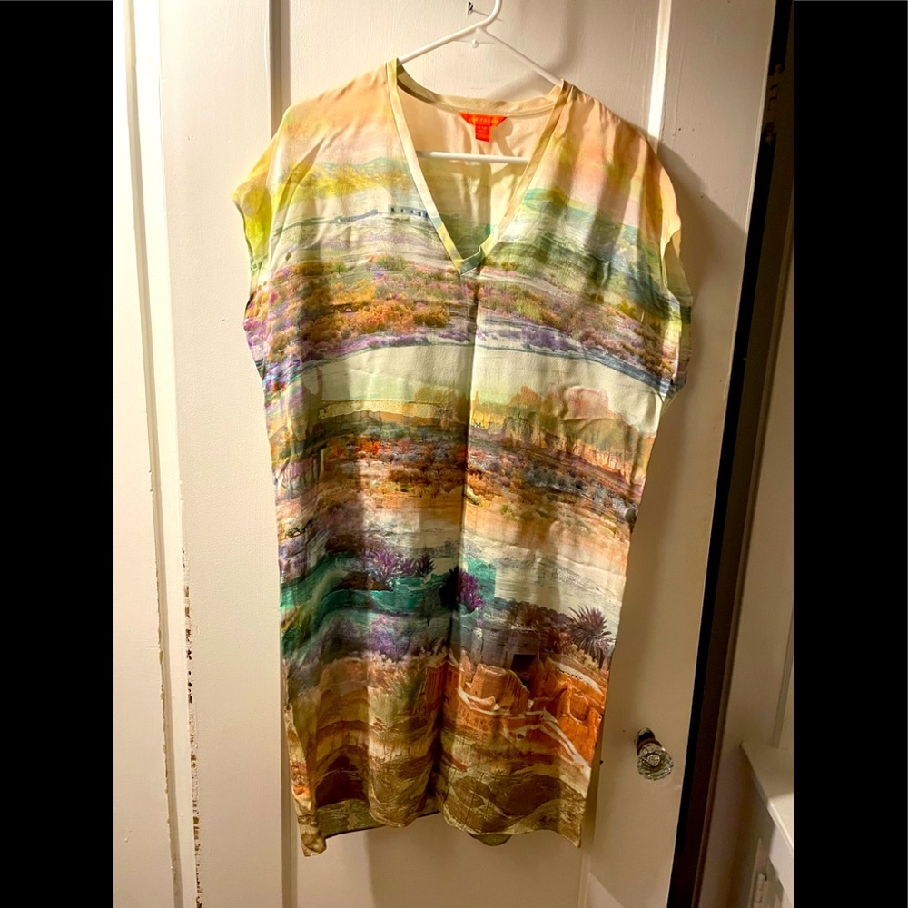 Pastel multi coloured silk dress